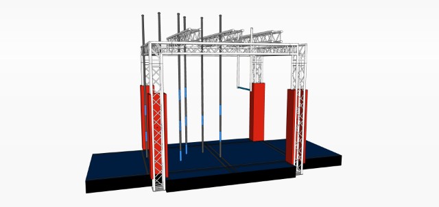 Ninja Warrior event frame S on a white background with the price information. 3D Sportanlagen turns your sports event into an unforgettable experience for all kinds of participants in various levels of difficulty.