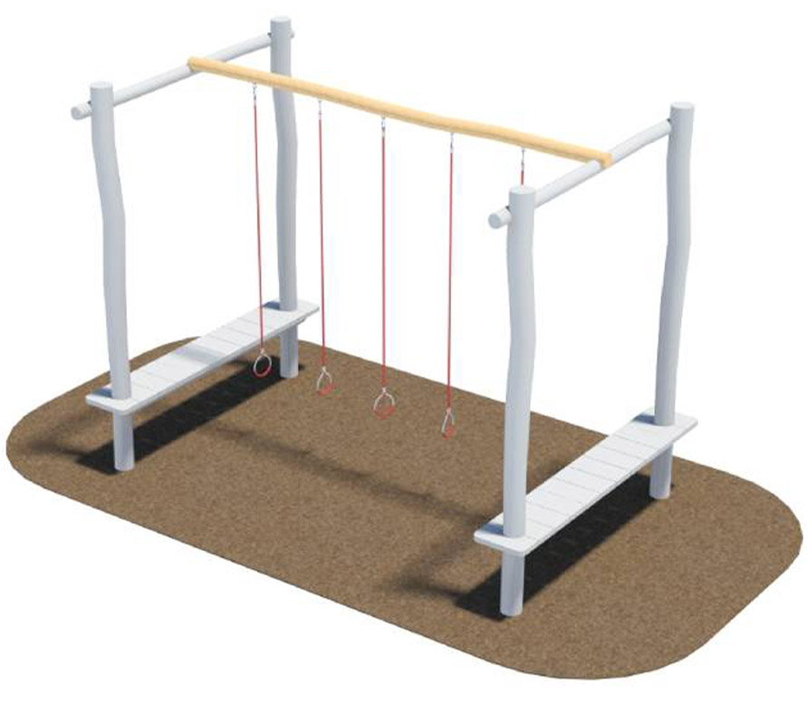 Balance Bridge element of the Ninja Playground - Four ropes with a circular base for stepping, allowing users to walk across like on a bridge.